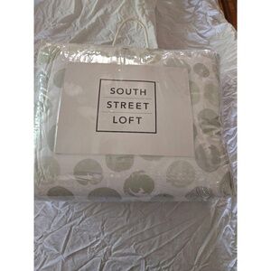 South Street Loft Bedding Set Queen White Light Green Polka Dot Comforter Shams